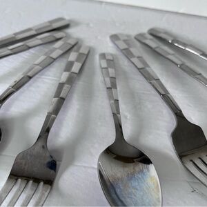 International Stainless Flatware Checkered Frost Pattern Replacements 8 Pcs